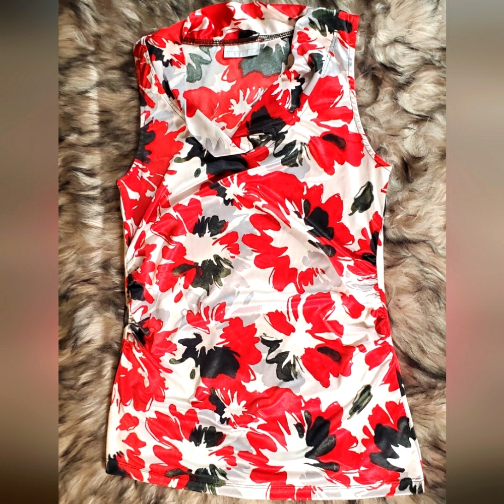 New York & Co. Satin Floral Blouse